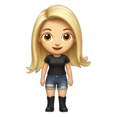 Girl with shorts and boots with black shirt hair sticker
