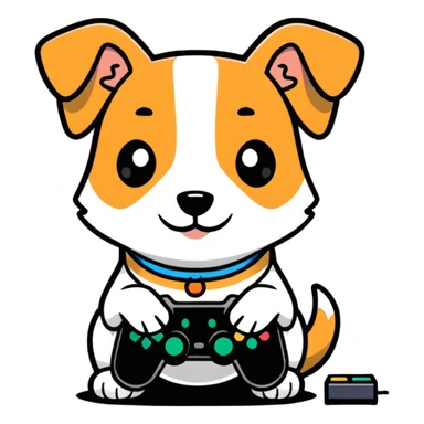 A dog with a console controller  sticker