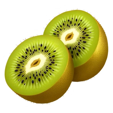 golden kiwi fruit, sliced in half, seeds visible, yellow-green sticker