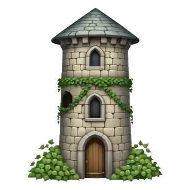 A medieval tall round tower covered in ivy vines. sticker