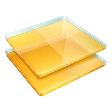 two flat, overlapping gelatin sheets, visible crisscross lines, thin, glossy, pale yellow-amber, realistic transparency, no extra elements sticker