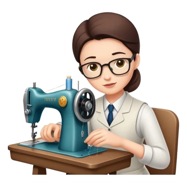 tailor sewing with a sewing machine sticker