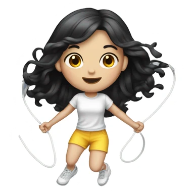 Pale girl long black hair jumping rope sticker