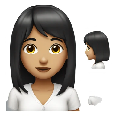 Beautifull girl with black hair bangs and white shirt sticker