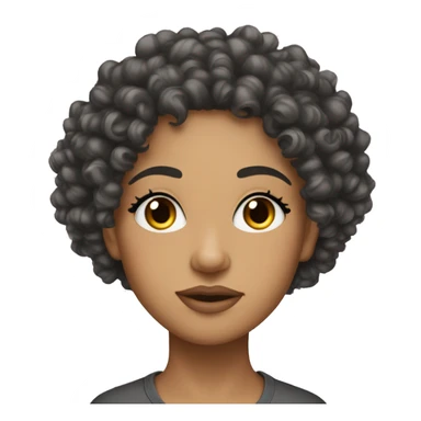 curly head lightskin baddie with lashes sticker