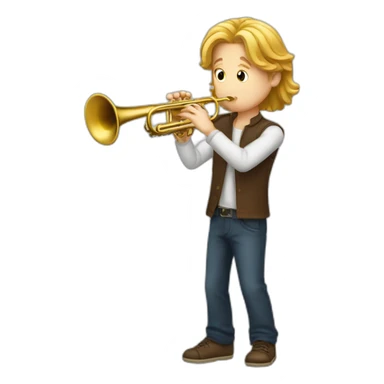 White boy with long hair playing trumpet sticker
