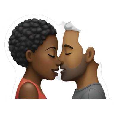 Black woman kissing white man sticker