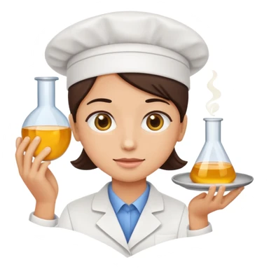 laboratory researcher analyzing dish emoji style. sticker