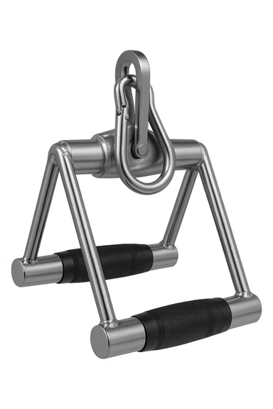 triangolo manubrio da palestra 3d fluttua in aria, iperrealistico 4k sticker