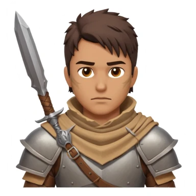desert warrior portrait, head and shoulders only, sandy cloak collar, leather armor, intense eyes, desert fighter vibe, 3D cartoon, mobile game icon style, clean background, no text, no watermark
 sticker