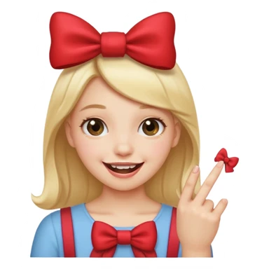 Emoji que se este mordiendo el dedo y que la persona tenga un moño coqueto sticker