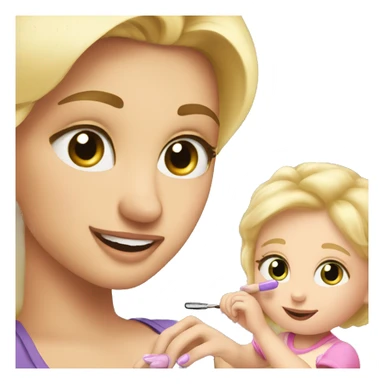 blonde babydaughter gives blonde dad a manicure sticker