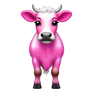 Pink ombre full body cow with glitter  sticker