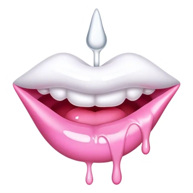 Floating pink glossy lip with white paint dripping off sticker