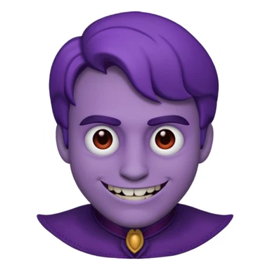 William Afton as an emoji inspired by Five Nights at Freddy's character, purple color scheme, sinister smile, subtle villainous expression sticker