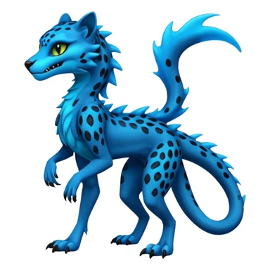 Blue and black bioluminescent neon dark Grem2-Gremz-Cheetah-Sergal-fusion, full body  sticker