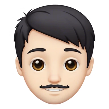 Cute white male, short dark colored hair and facial hair, nose and lip piercing, emo smiling sticker