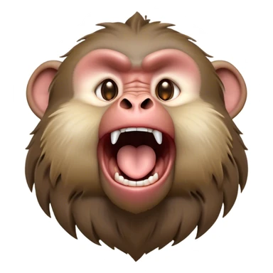 Cinematic Cute Yawning Baboon Portrait Emoji, Head tilted slightly with a dramatic, wide-open yawn, showcasing a soft, textured Fur of earthy browns with droopy ears, round eyes barely open in drowsy contentment, Simplified yet irresistibly adorable features, highly detailed, glowing with a soft, cozy glow, high shine, relaxed yet expressive, stylized with a touch of playful urban charm, bright and endearing, soft glowing outline, capturing the essence of a sleepy yet affectionate baboon, so drowsy it feels like it could stretch out of the screen and curl up for a nap! sticker