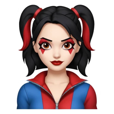 black haired woman in harley quinn outfit sticker