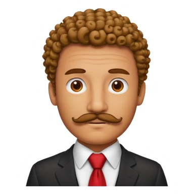 Man with curly mustache & red tie sticker