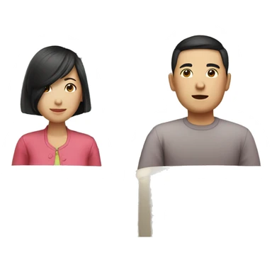 A pair of Chinese couple are watching tv  sticker