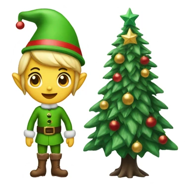 christmas tree with elf sticker