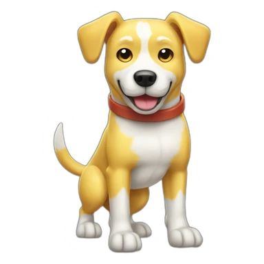 yellow and white dog with muscles and thumbs up showing the whole body with thumbs up gesture sticker