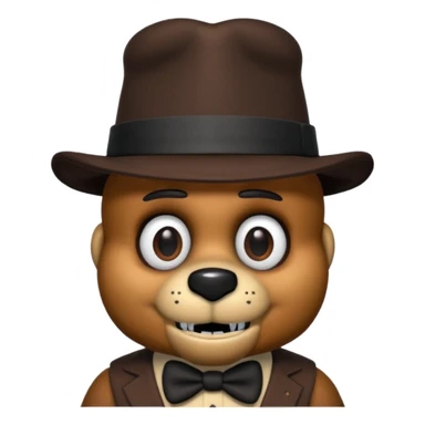 Freddy Fazbear with black and tiny hat from Five Nights At Freddy's Movie sticker
