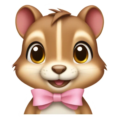 Cute kind Chipmunk with light pink bow sticker