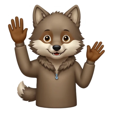 wolf waving his hand while he's standing sticker