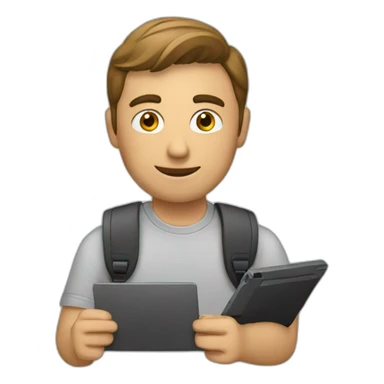 man editing video sticker