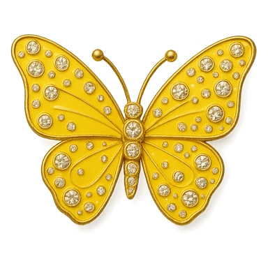 single yellow butterfly with yellow enamel and sparkling gems sticker