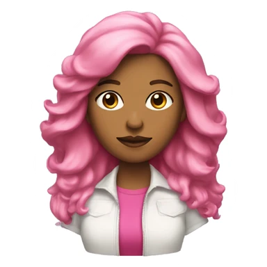 Una mujer de pelo moreno con mechas y una ropa rosa sticker