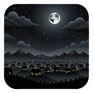 dark and eerie scene, the entire world covered in darkness. The sky is deep black with no stars or light, no moon, no glow just total void and silence. The atmosphere feels ominous and unsettling, as if darkness has swallowed everything. No characters, no visible light sources sticker