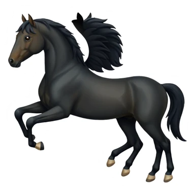 Black full horse two legs up emojis  sticker