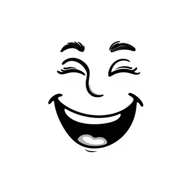 hand-drawn laughing face sticker