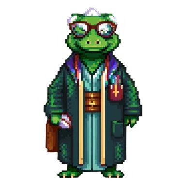 alligator wearing glasses and a professor's robe sticker