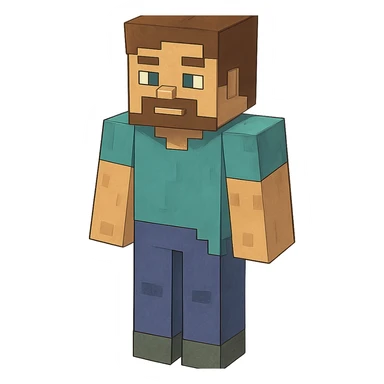 ghibli style Minecraft Steve character sticker