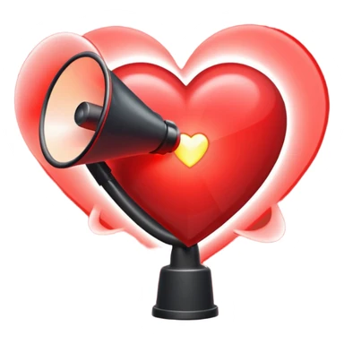 megaphone with a glowing heart coming out sticker