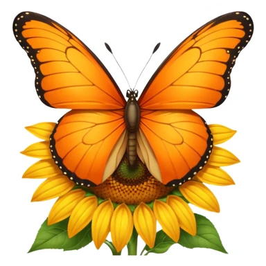 orange Butterfly on Sunflower sticker