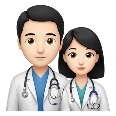 doctor black hair attending to a patient sticker