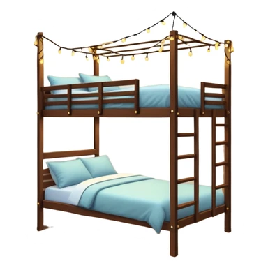 loft bed with string fairy lights hanging underneath sticker