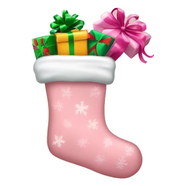Light pink christmas stocking with presents inside sticker