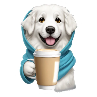 Great Pyrenees in a Hoodie holding a latte  sticker