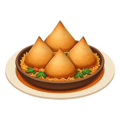 Uzbek cuisine humanless avatar in bright illustration. Classic dishes like plov and samsa, warm golden and earthy tones, simple shapes, flat design, high contrast, friendly and appetizing. sticker