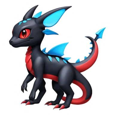 Cute Shiny Guilmon-Salandit-Umbreon-Fakémon-hybrid-creature (full body)  sticker