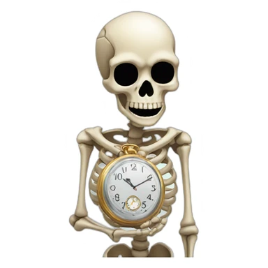 skeleton-looking-at-watch sticker