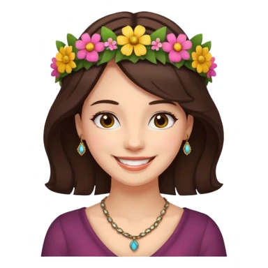 Women brunet with Flower Crown and Necklace sticker