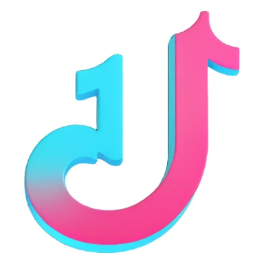3D render of the official TikTok logo, perfectly matching the real logo's shape and proportions, using TikTok's signature colors black white cyan and pink, transparent background, no extra effects, suitable for Discord role icon sticker