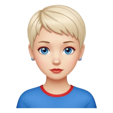 white girl pixie cut red and blue shirt sticker